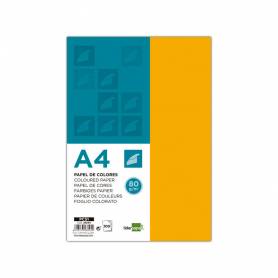 Papel color liderpapel a4 80gr naranja paquete de 100 hojas