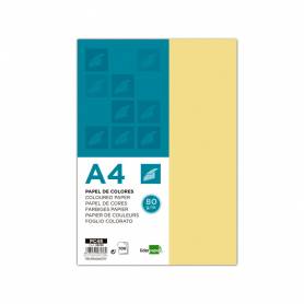 Papel color liderpapel a4 80gr amarillo paquete de 100 hojas