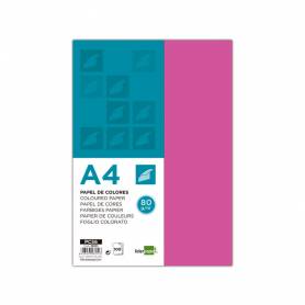 Papel color liderpapel a4 80gr fucsia paquete de 100 hojas