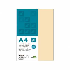 Papel color liderpapel a4 80gr crema paquete de 100 hojas