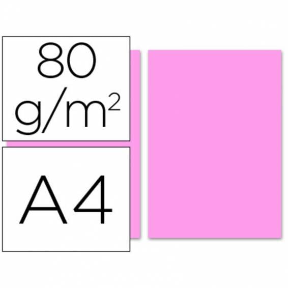 Papel color liderpapel a4 80gr rosa paquete de 100 hojas