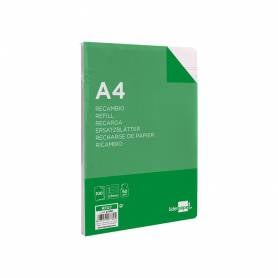 Recambio liderpapel a4 100 hojas 60g/m2pauta 4ª 3.5mm con margen 4 taladros