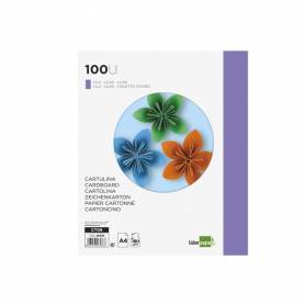 Cartulina liderpapel a4 180g/m2 lila paquete de 100 hojas