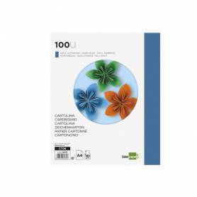 Cartulina liderpapel a4 180g/m2 azul ultramar paquete de 100 hojas