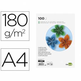 Cartulina liderpapel a4 180g/m2 verde billar paquete de 100 hojas