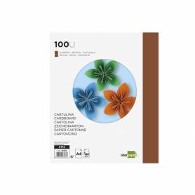 Cartulina liderpapel a4 180g/m2 marron paquete de 100 hojas