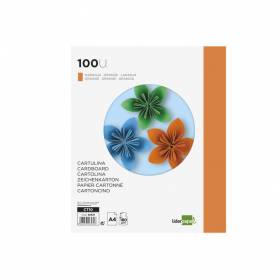 Cartulina liderpapel a4 180g/m2 naranja fuerte paquete de 100 hojas