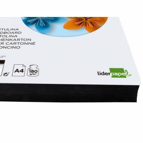 Cartulina liderpapel a4 180g/m2 negro paquete de 100 hojas