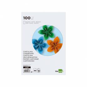 Cartulina liderpapel a4 180g/m2 blanco paquete de 100 hojas