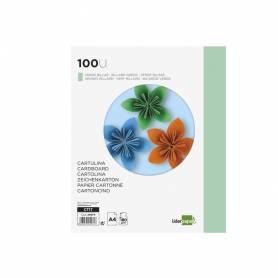 Cartulina liderpapel a4 180g/m2 verde paquete de 100 hojas