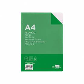 Recambio liderpapel folio 100 hojas 60g/m2 pauta 5ª 2.5mm con margen 16 taladros