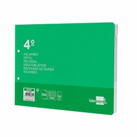 Recambio liderpapel cuarto apaisado 100 h 2tca-06 cuadro 3 mm 2 taladros con margen