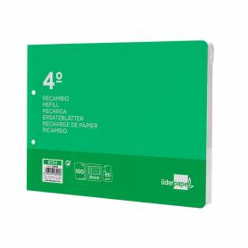 Recambio liderpapel cuarto apaisado 100 h 2tca-08 cuadro 8 mm 2 taladros con margen