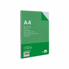 Recambio liderpapel a4 100 hojas 60g/m2 cuadro 3 mm con margen 4 taladros