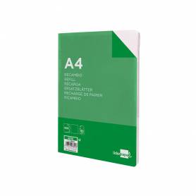 Recambio liderpapel a4 100 hojas 60g/m2 liso sin margen 4 taladros