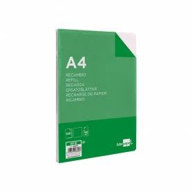 Recambio liderpapel a4 100 hojas 60g/m2 liso sin margen 4 taladros