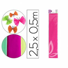 Papel crespon liderpapel 50 cm x 2,5 m 34g/m2 rosa fluorescente