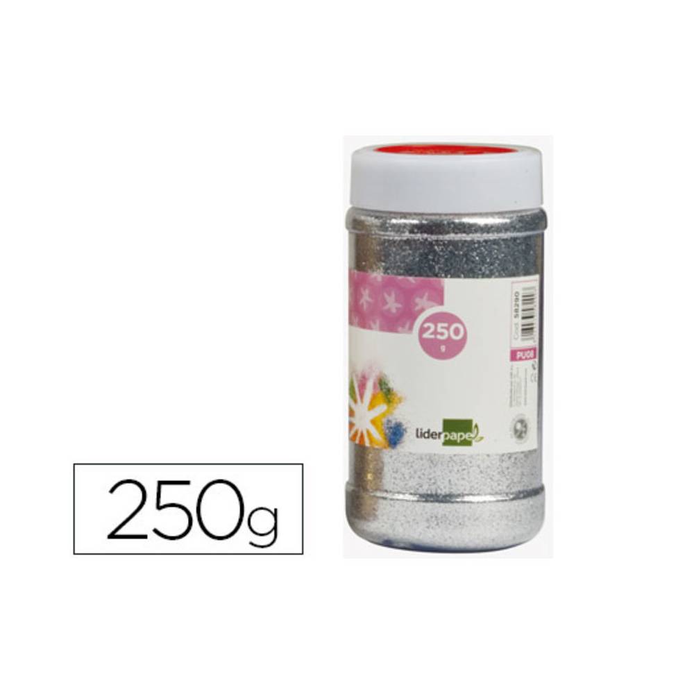 Purpurina liderpapel fantasia color plata metalizado bote de 250 gr