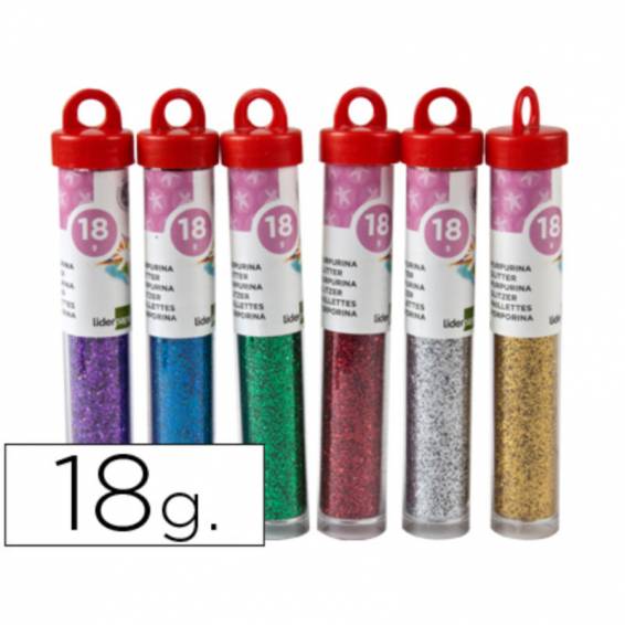 Purpurina liderpapel fantasia colores metalicos surtidos bote de 18 gr