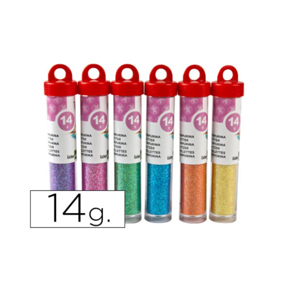 Purpurina liderpapel fantasia colores metalicos pasteles bote de 14 gr