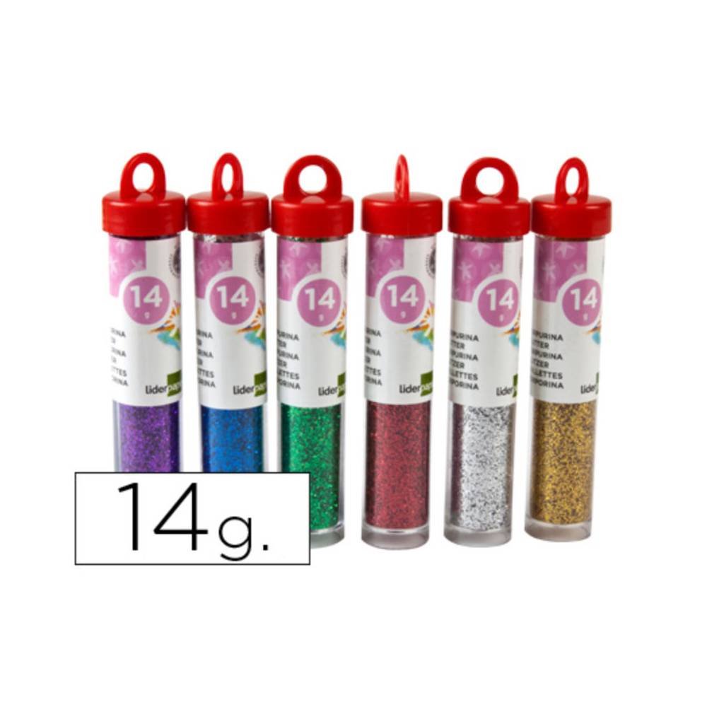 Purpurina liderpapel fantasia colores metalicos surtidos bote de 14 gr