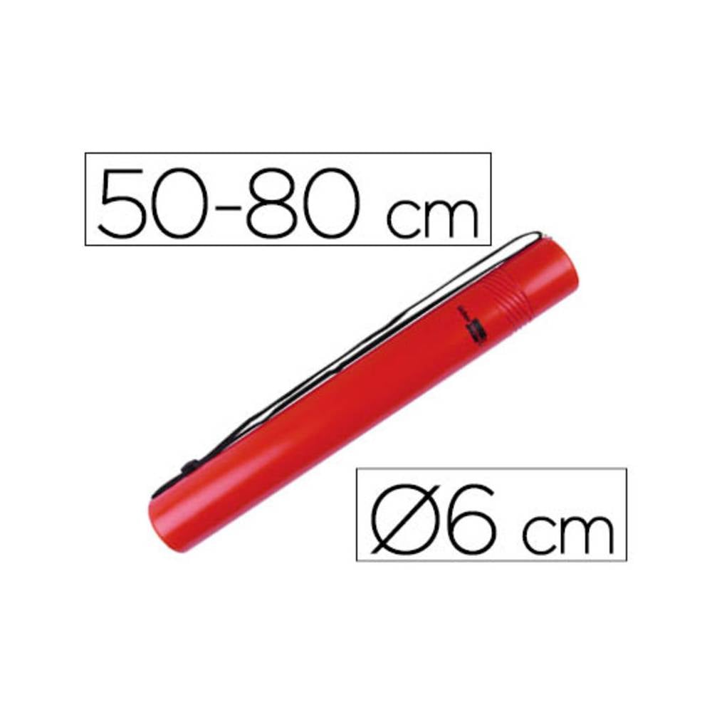 Portaplanos plastico liderpapel diametro 6 cm extensible hasta 80 rojo