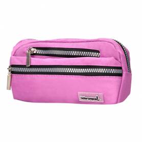 Bolso escolar liderpapel portatodo ovalado 3 bolsillos violeta pastel 195x40x100 mm