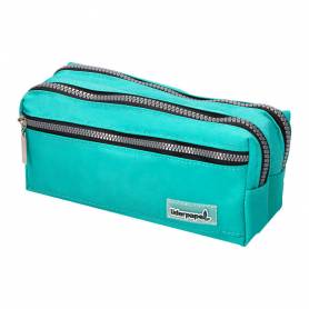 Bolso escolar liderpapel portatodo rectangular 3 bolsillos celeste 210x80x85 mm