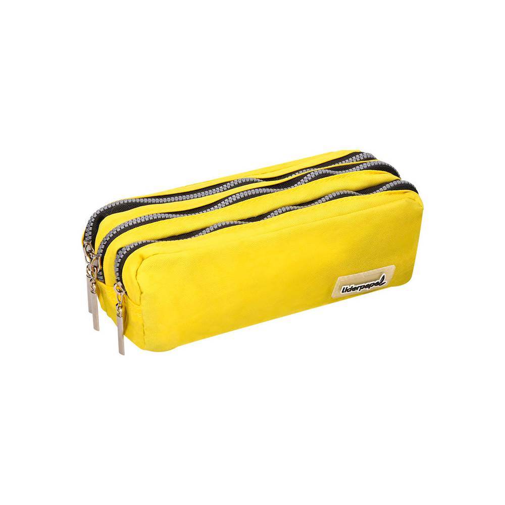 Bolso escolar liderpapel portatodo rectangular 3 bolsillos amarillo pastel 185x80x70 mm