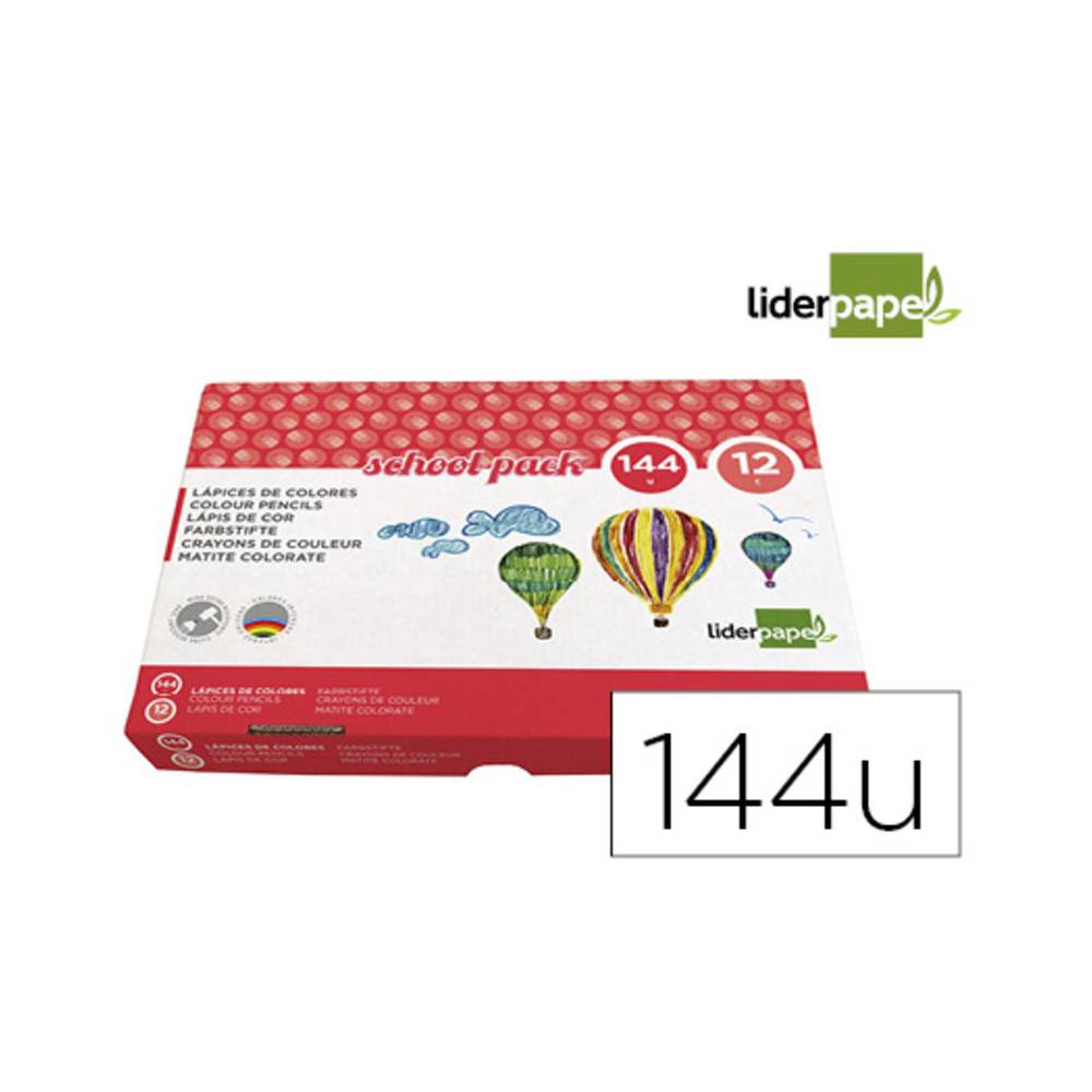 Lapices de colores liderpapel school pack de 144 unidades 12 colores x 12 unidades