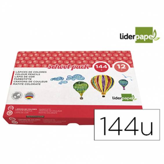 Lapices de colores liderpapel school pack de 144 unidades 12 colores x 12 unidades