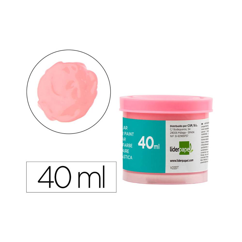 Tempera liderpapel escolar 40 ml rosa