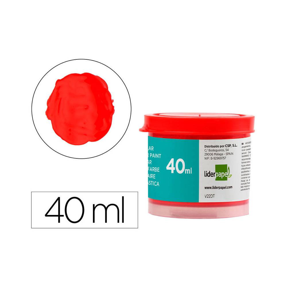 Tempera liderpapel escolar 40 ml rojo