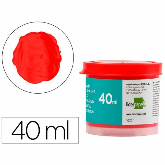 Tempera liderpapel escolar 40 ml rojo