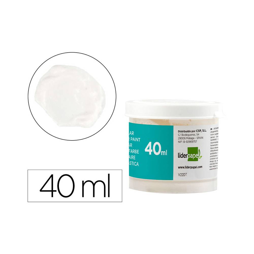 Tempera liderpapel escolar 40 ml blanco