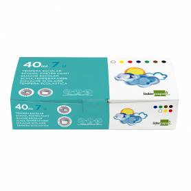 Tempera liderpapel escolar 40 ml caja 7 colores surtidos + pincel