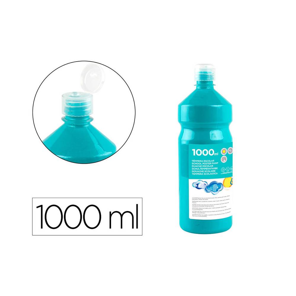 Tempera liquida liderpapel escolar 1000 ml turquesa