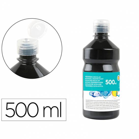 Tempera liquida liderpapel escolar 500 ml negro