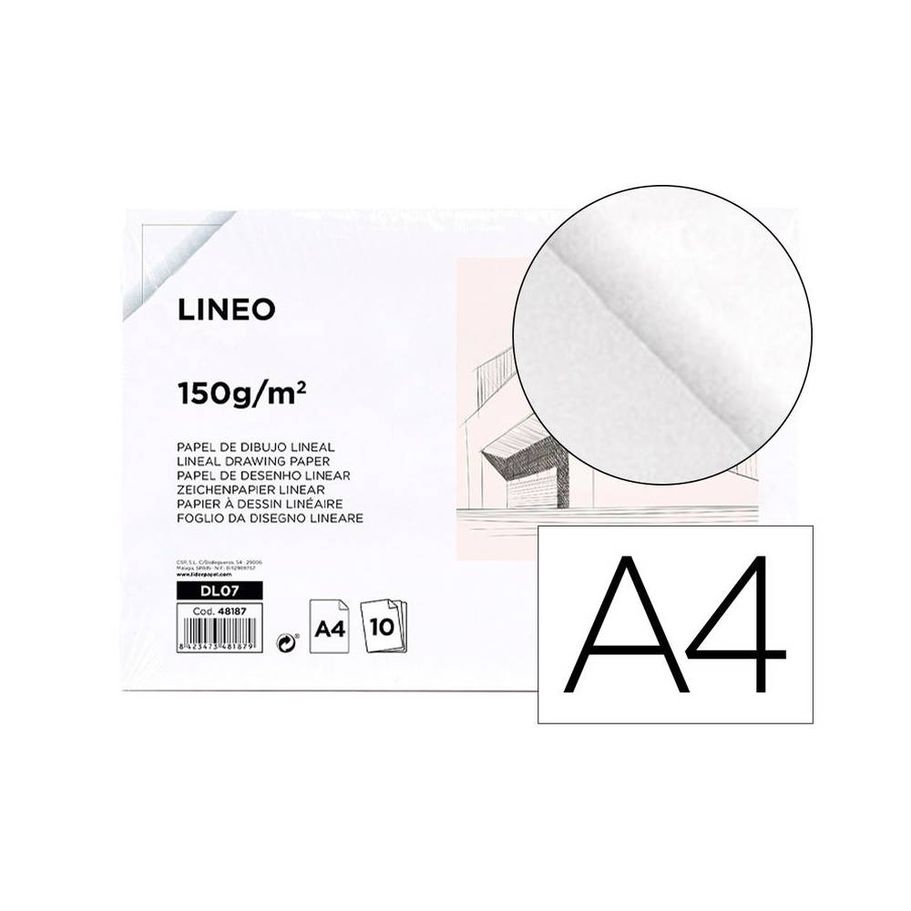 Papel dibujo liderpapel 210x297mm 150g/m2 sin recuadro pack de 10 hojas