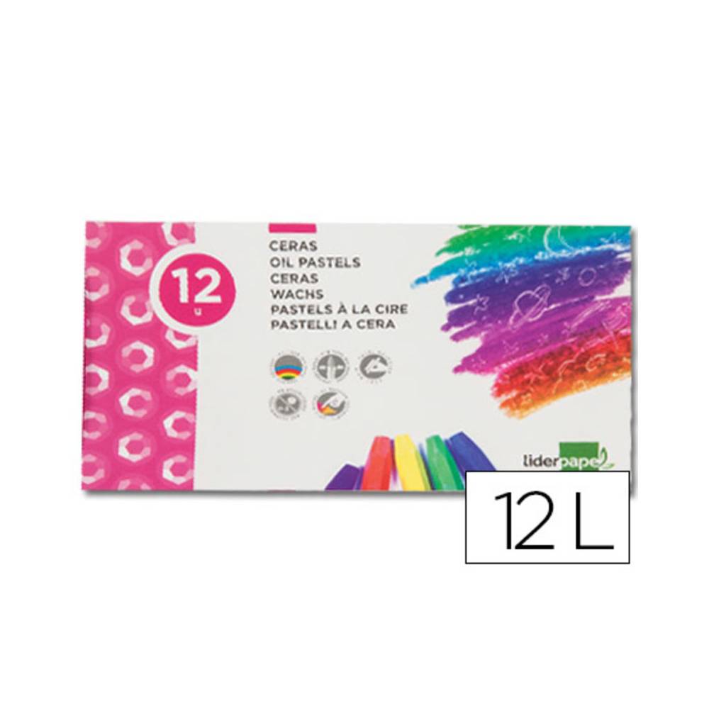 Lapices cera blanda liderpapel caja de 12 unidades colores surtidos