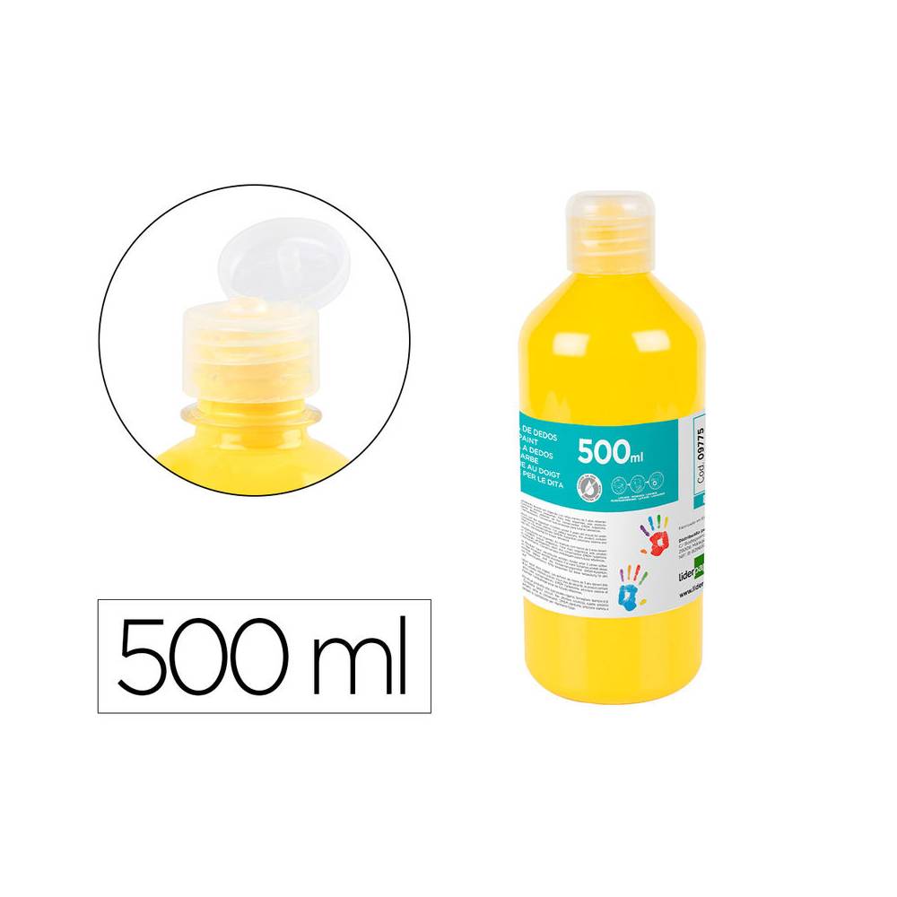 Pintura dedos liderpapel botella de 500 ml amarillo