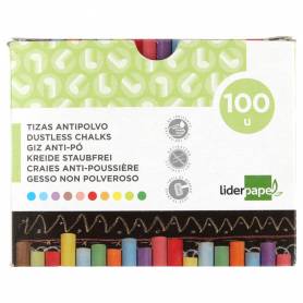 Tiza color antipolvo liderpapel caja de 100 unidades colores surtidos