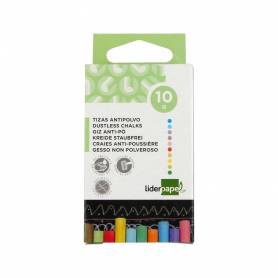 Tiza color antipolvo liderpapel caja de 10 unidades colores surtidos