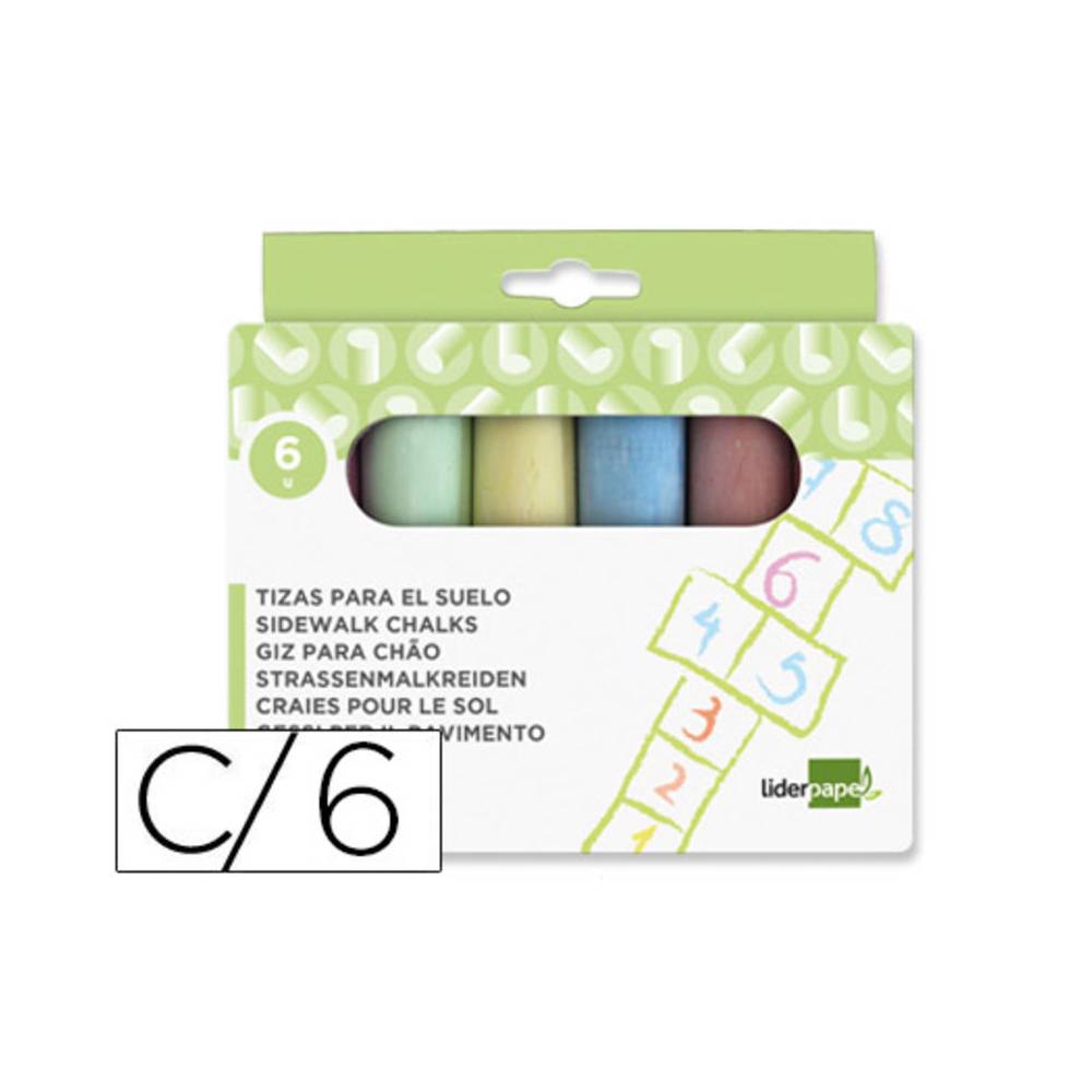 Tiza color liderpapel para suelo caja de 6 unidades colores surtidos