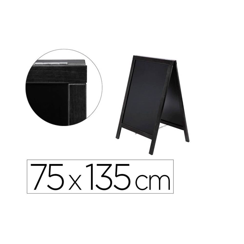 Pizarra negra liderpapel caballete doble cara de madera con superficie para rotuladores 75x135 cm