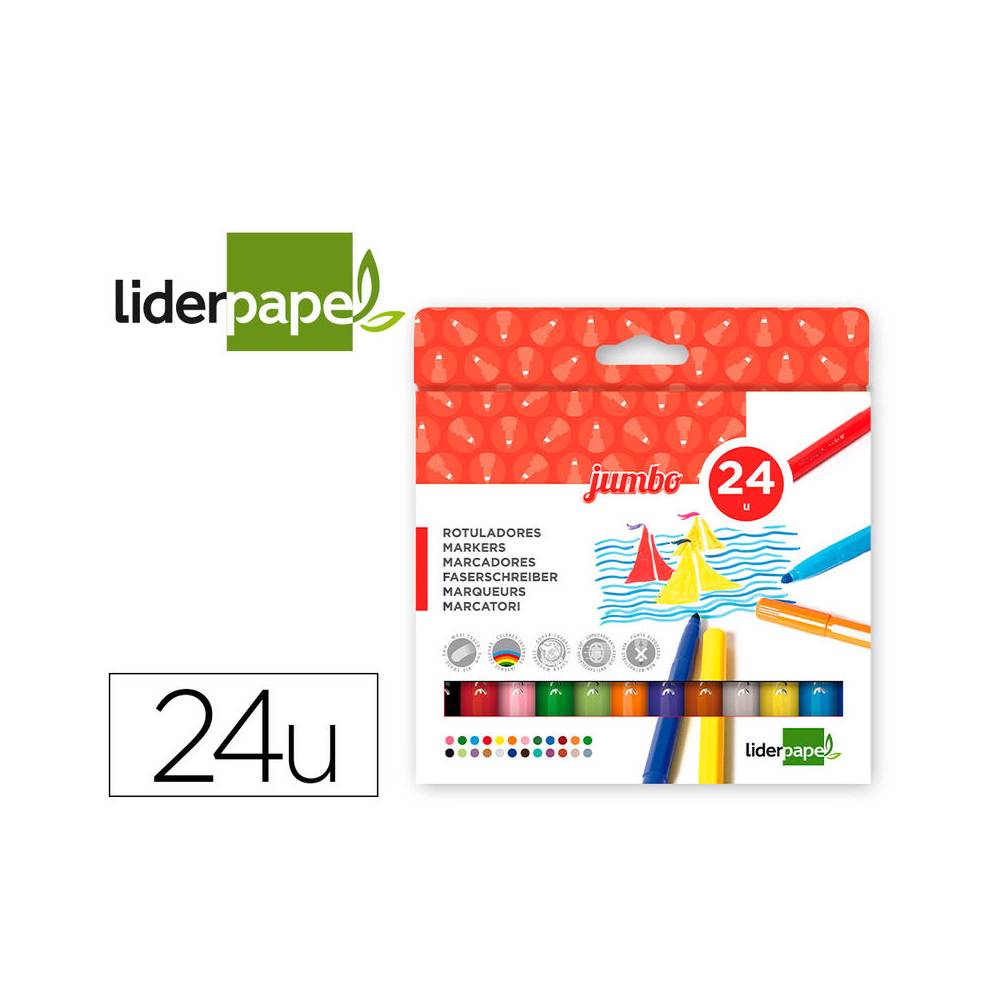 Rotulador liderpapel jumbo caja de 24 unidades colores surtidos