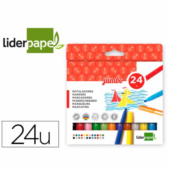 Rotulador liderpapel jumbo caja de 24 unidades colores surtidos