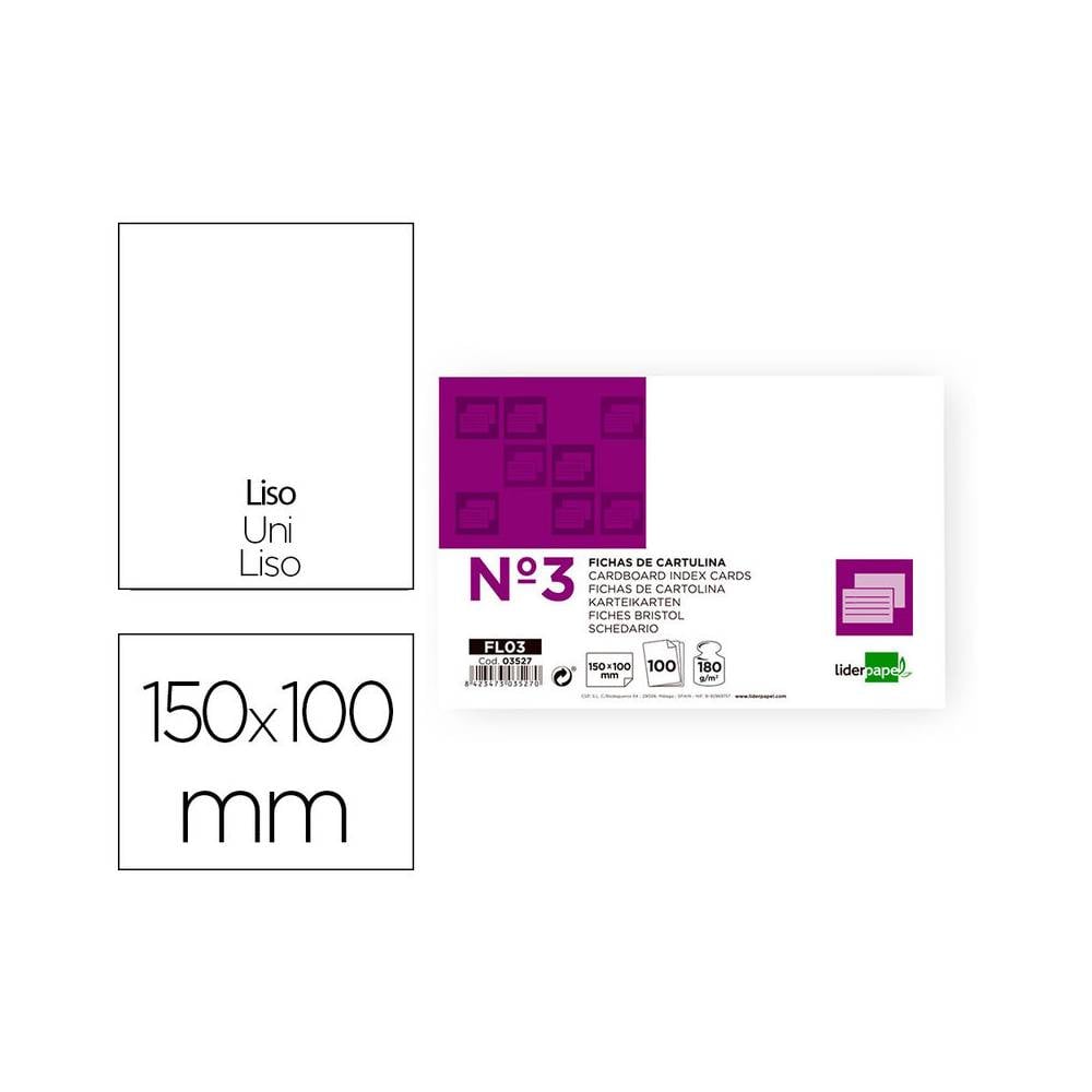 Ficha liderpapel lisa nº3 100x150mm paquete de 100 180g