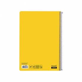 Cuaderno espiral liderpapel folio smart tapa blanda 80h 60gr cuadro 4mm con margen color amarillo