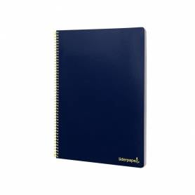 Cuaderno espiral liderpapel folio smart tapa blanda 80h 60gr cuadro 4mm con margen color azul oscuro